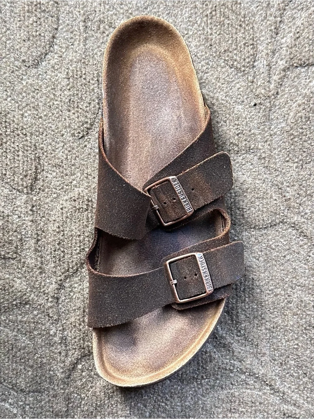 Birkenstock Arizona Men’s Double Strap Sandals in Mocha Suede, EU43/US10 NARROW